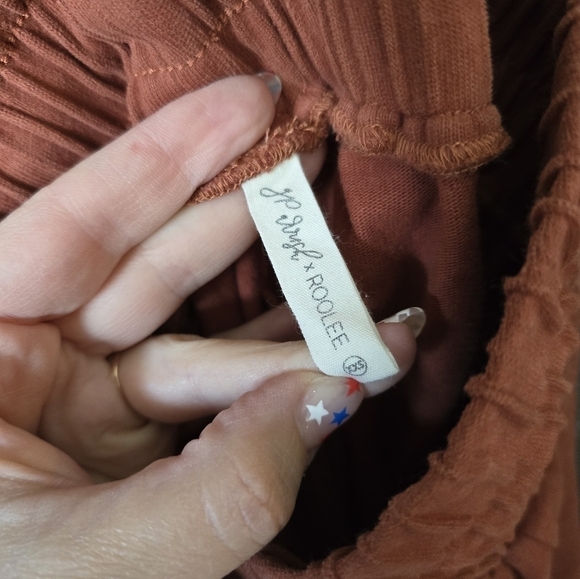 Ginger Parish X ROOLEE Cropped Wide Leg Elastic Waist Sweatpants XXS Red - Picture 4 of 5